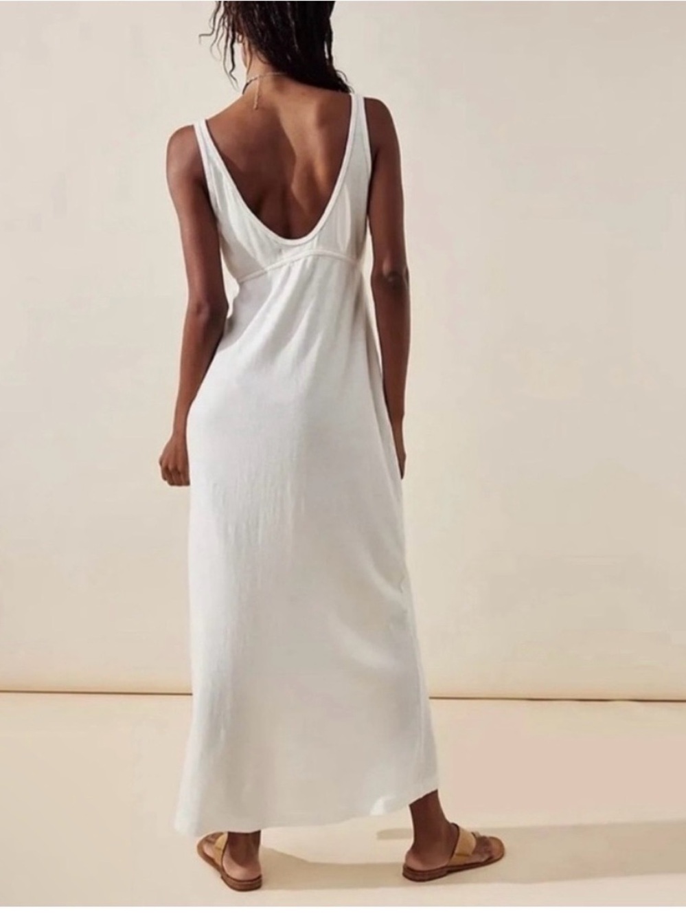 Free people beach long v-neck dress coverup white boho casual size XS - Picture 2 of 9